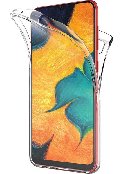 Samsung Galaxy A30 360 Derece Kılıf Silikon Şeffaf Ön Arka