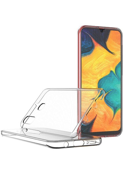 Samsung Galaxy A30 360 Derece Kılıf Silikon Şeffaf Ön Arka