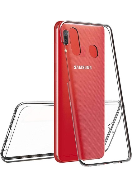 Samsung Galaxy A30 360 Derece Kılıf Silikon Şeffaf Ön Arka