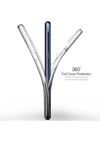 Xiaomi Redmi Note 7 Pro 360 Derece Kılıf Silikon Şeffaf Ön Arka