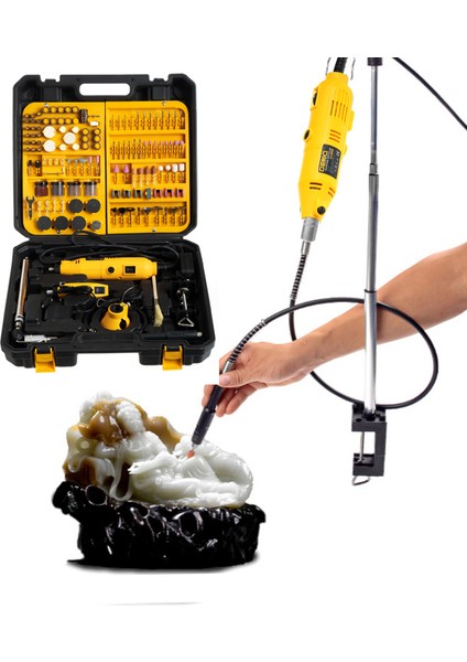 Sweden Style DKT462 462 Parça 500W Devir Ayarlı Çift Adet Gravür Oyma Makinesi Taşlama Zımpara Set