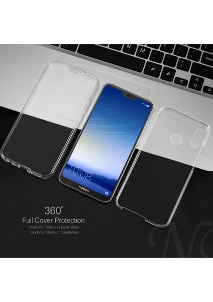 Xiaomi Redmi Note 8 360 Derece Kılıf Silikon Şeffaf Ön Arka