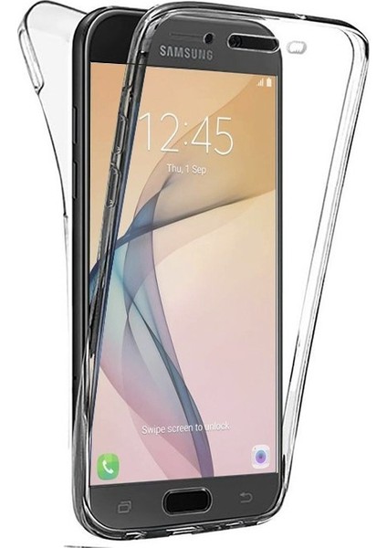 Samsung Galaxy J7 Prime 360 Derece Kılıf Şeffaf Silikon Ön Arka