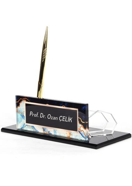 Modern Görünümlü Altın Kristal 3D Masa Isimlik