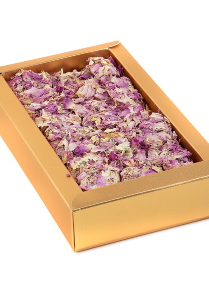 Gül Yapraklı Güllü Lokum - Büyük Kurumsal Kutu - Gold