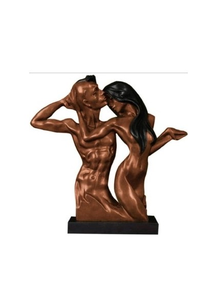 Dekoratif Sevgililer Çift Heykeli Metalik (44X32CM)