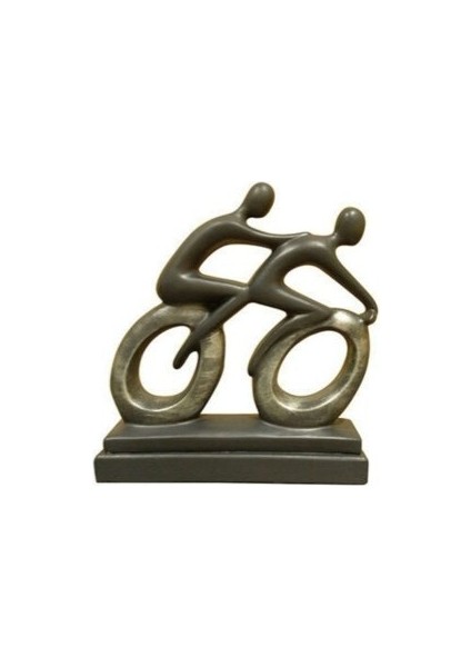 Dekoratif Bisikletli Çift Heykeli (30X27CM)