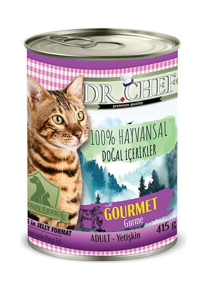 Dr. Chef Gourmet Tavuk ve Sığır Etli Tahılsız Kedi Konservesi 415 gr