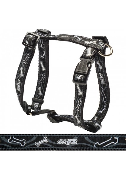SJ03-ROGZ Black Bone Köpek Göğüs Tasması 45-75CM L