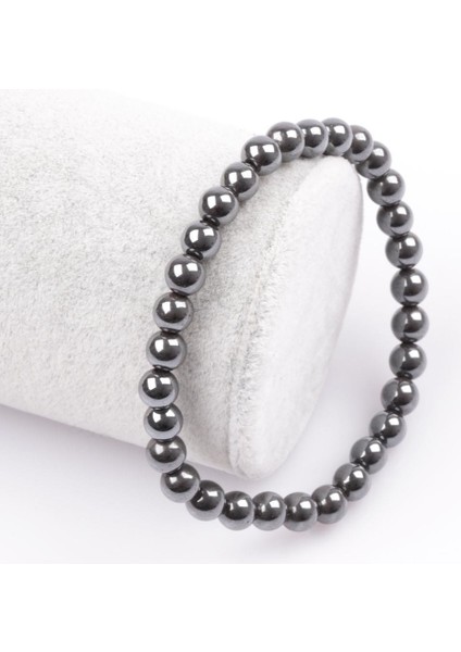 Hematit Doğal Taş Bileklik 6 mm Küre Kesim