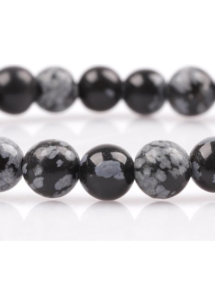 Karlı Obsidyen Doğal Taş Bileklik 6 mm Küre Kesim fiyatları