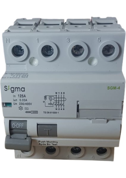 4X125A 30MA Kaçak Akım Rölesi Sigma