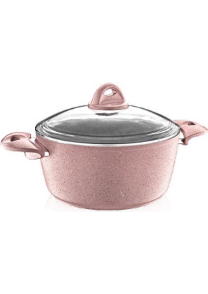 Saflon Granit Derin Tencere 22 cm Pembe