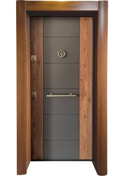 TEZ3450 Ahşap Kaplama Çelik Kapı, Tırnaklı Sistem Çelik Kapı, Daire Kapısı