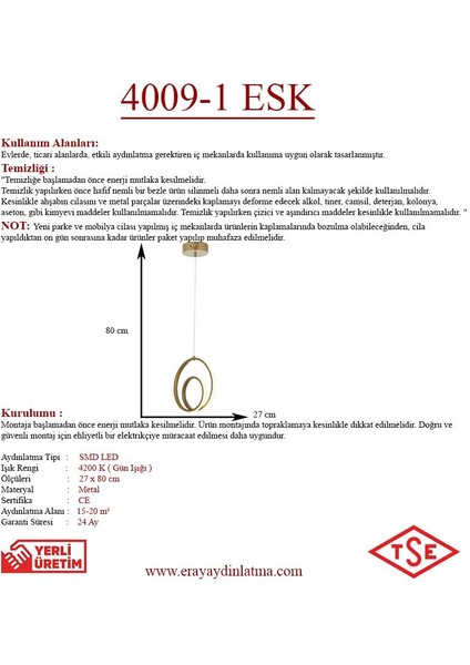 4009-1 Eskitme Tekli LED Avize