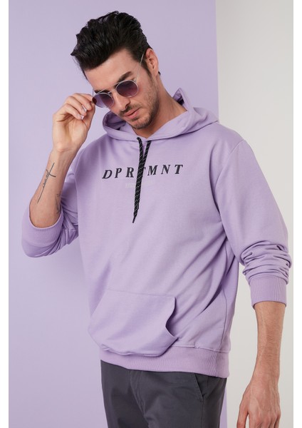 Slim Fit Baskılı Kapüşonlu Kanguru Cepli Pamuklu Sweat Erkek Sweat 5414017
