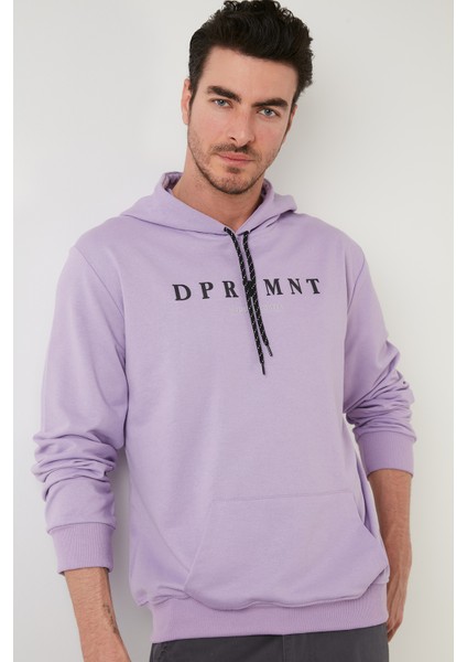 Slim Fit Baskılı Kapüşonlu Kanguru Cepli Pamuklu Sweat Erkek Sweat 5414017