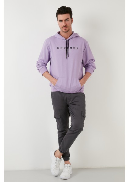Slim Fit Baskılı Kapüşonlu Kanguru Cepli Pamuklu Sweat Erkek Sweat 5414017