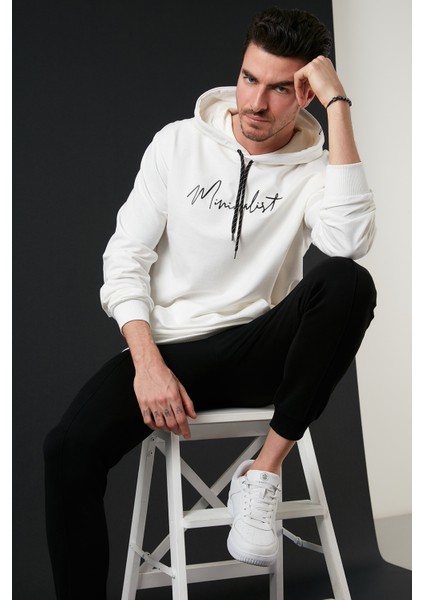 Slim Fit Baskılı Kapüşonlu Kanguru Cepli Pamuklu Sweat Erkek Sweat 5414019