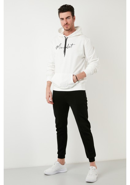 Slim Fit Baskılı Kapüşonlu Kanguru Cepli Pamuklu Sweat Erkek Sweat 5414019