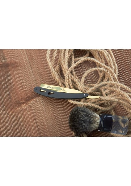 U-003 Kapaklı Jilet Takılabilir Çelik Sakal Usturası Paslanmaz Mat Sarı Siyah