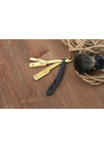 U-003 Kapaklı Jilet Takılabilir Çelik Sakal Usturası Paslanmaz Mat Sarı Siyah