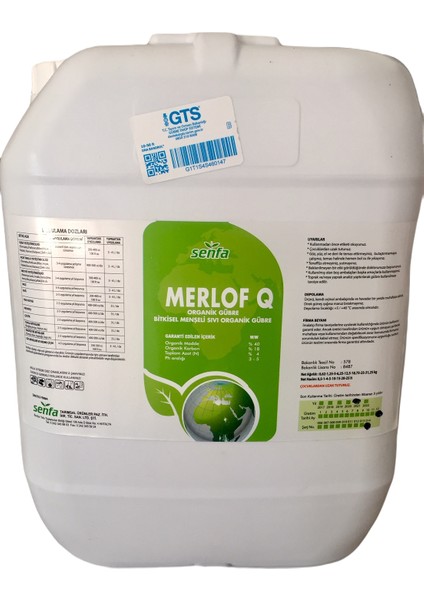 Merlof-Q Sıvı Organik Gübre 20 Litre ( %40 Organik Madde ve %15 Karbon)