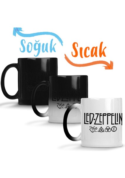 LED Zeppelin Deep Purple Sihirli Kupa Bardak Porselen