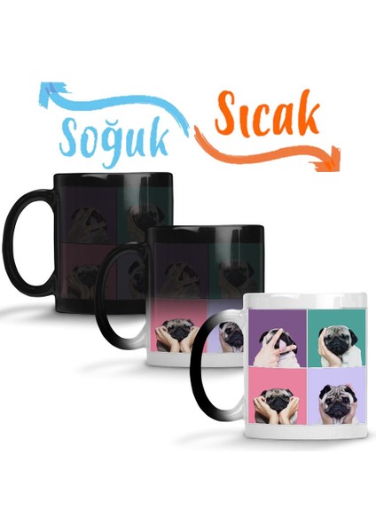 Pug Köpek Sihirli Kupa Bardak Porselen
