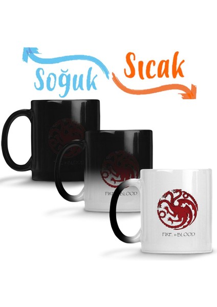 Casa Targaryen Got Fire ve Blood Sihirli Kupa Bardak Porselen