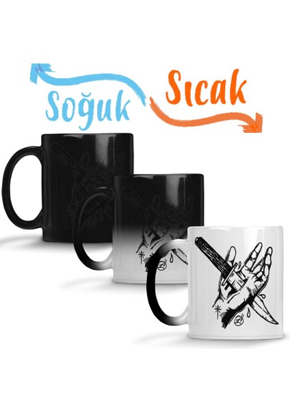 Knife In The Hand Sihirli Kupa Bardak Porselen