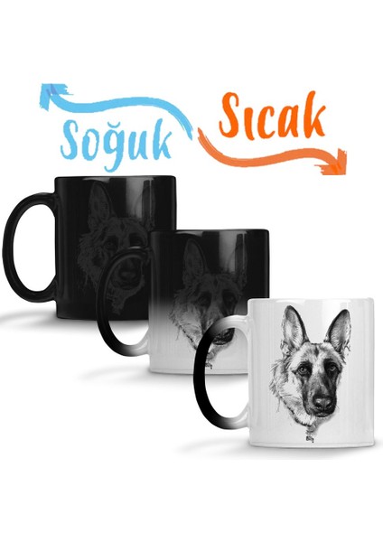 Alman Kurdu Pug Köpek Sihirli Kupa Bardak Porselen