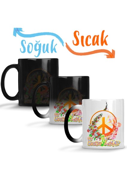 Peace Barış Simge Sihirli Kupa Bardak Porselen