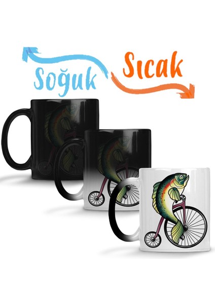 Feminism Fish Without A Bicycle Balık Sihirli Kupa Bardak Porselen