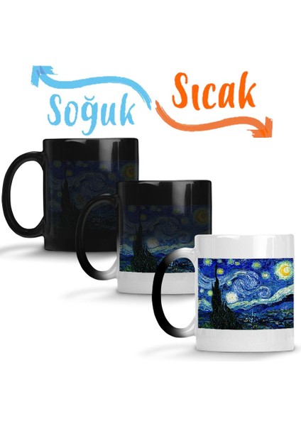 Van Gogh Yıldızlı Gece Sihirli Kupa Bardak Porselen