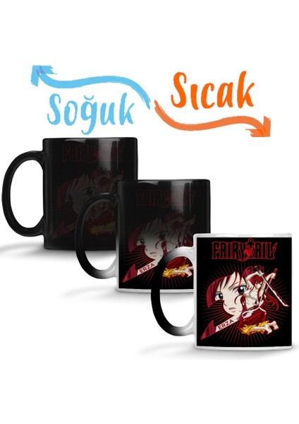 Fairy Tail Erza Scarlet Guild Symbol Swords Anime Manga Sihirli Kupa Bardak Porselen