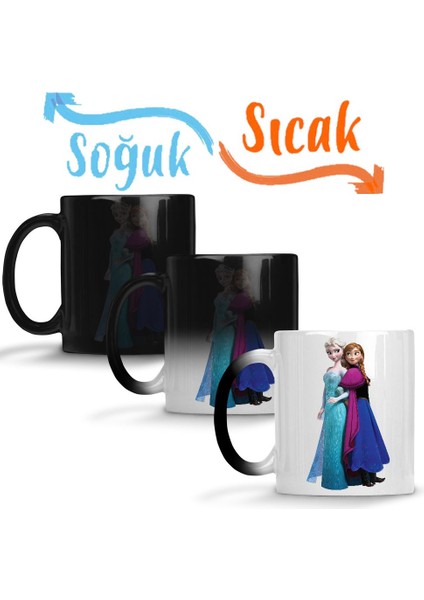 Elsa ve Anna 3 Sihirli Kupa Bardak Porselen