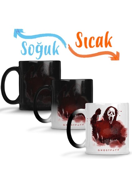 Scream Ghost Face Sihirli Kupa Bardak Porselen