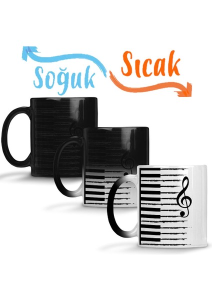 Piyano Müzik Notaları Sihirli Kupa Bardak Porselen