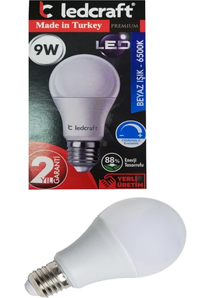 9W Beyaz LED Ampul E27 Normal Duylu