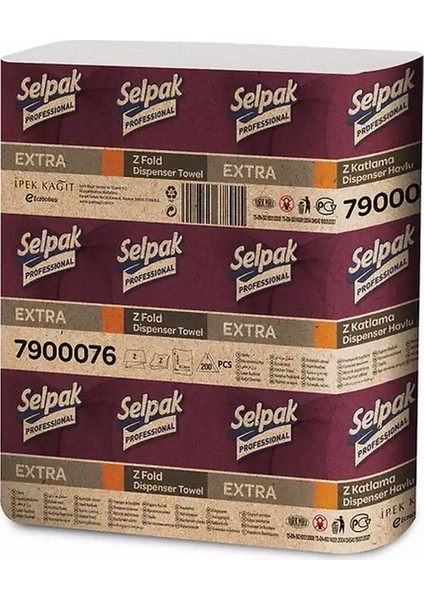 Selpak Professional Extra Z Katlama Dispenser Kağıt Havlu 200 Yaprak 12'li Paket