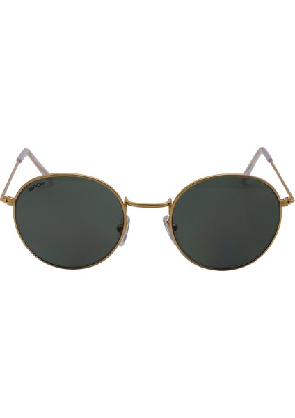 E103 Metal Model Oval Gold Koyu Yeşil Unisex Güneş Gözlüğü C3 CAT.3