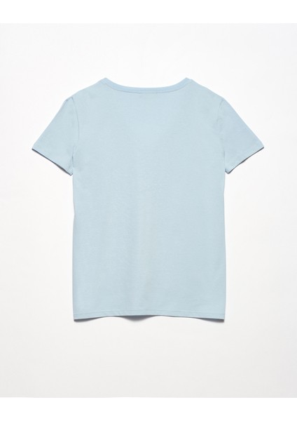 3470 V Yaka Basic T-Shirt-Bebe Mavi