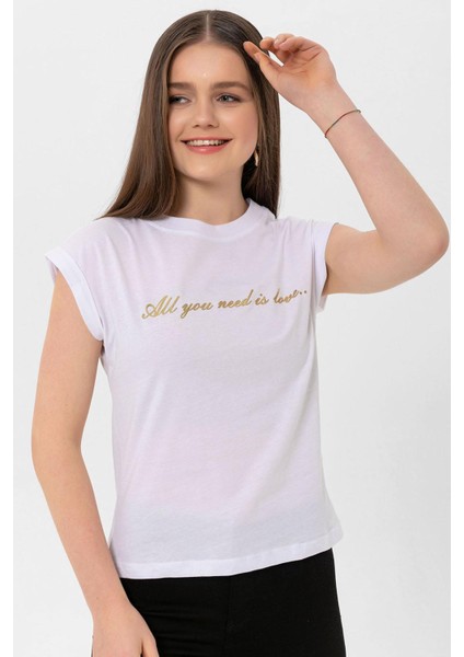 Kadın Önü Yazı Baskılı T-Shirt fiyatları