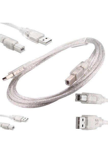 USB Yazıcı Kablosu 10MT 2.0 Şeffaf