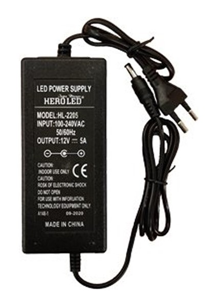 12V 5A Plastik Kasa Masaüstü Adaptör Iki Ucu Kablolu