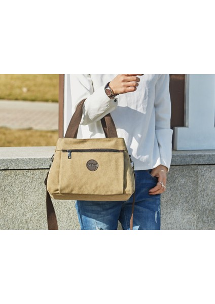 Bayan Vintage Orta Kanvas Omuz Çantası Messenger Cüzdan (Yurt Dışından)