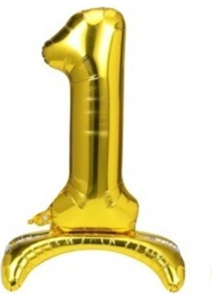 1 Yaş Gold Renkli Ayaklı Folyo Balon Rakam 32 Inç 80 cm