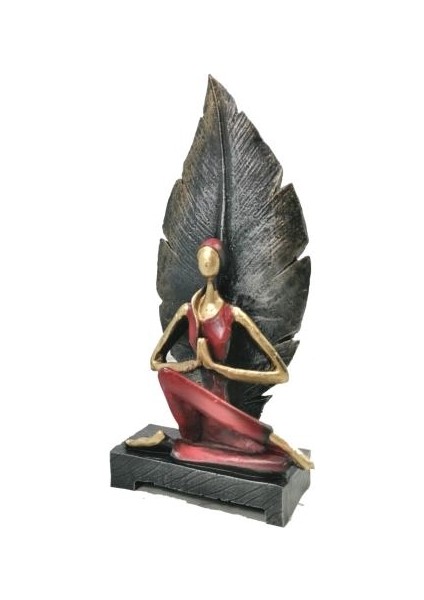 Dekoratif Yapraklı Yogacı Kadın Biblo (31X15CM)