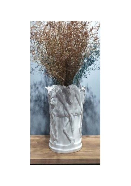 Dekoratif Atlı Vazo (28X21CM)